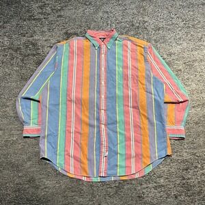 Vintage Polo Ralph Lauren Long Sleeve Button Up Shirt Mens XL Pastel Striped 90s